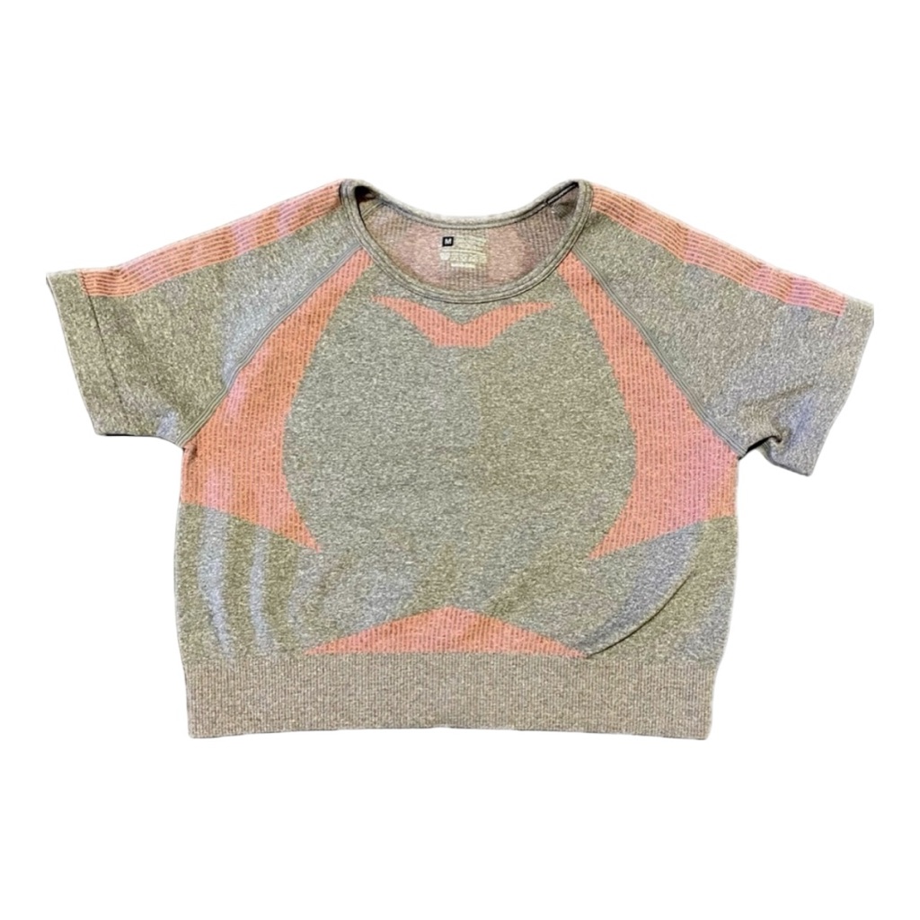 Crop Top Gray Orange Athletic Stretch Women’s Size Medium
